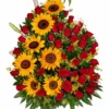Arreglo Elegante de Girasoles y Rosas Rojas – Diseño Premium para Ocasiones Especiales