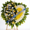 Corona Fúnebre Corazón de Recuerdo en Amarillo y Blanco